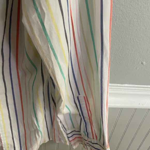 J.Crew Factory Women's Long Sleeve Oversized Rainbow Stripe Button Down Top - Picture 11 of 11